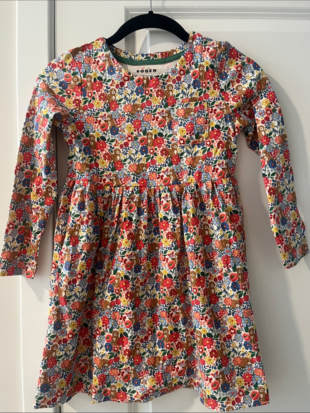 Mini Boden Multicolor Floral Cotton Long-Sleeve Dress